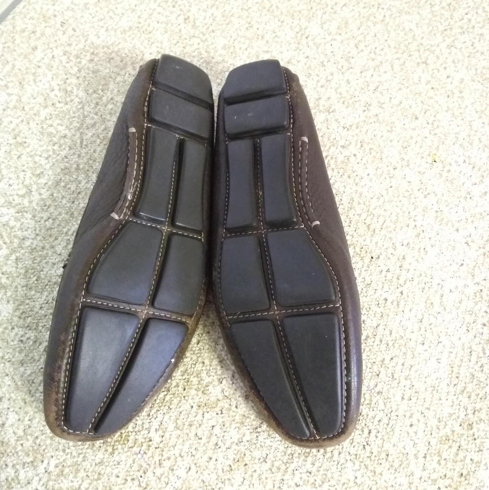 Prada Brown Pebbled Leather Loafers - Picture 6 of 8